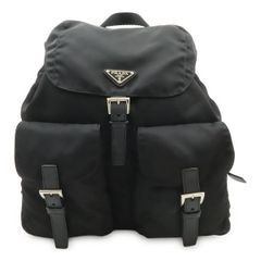 良品 プラダ ナイロン×レザー 三角プレートロゴ リュック バックパック
