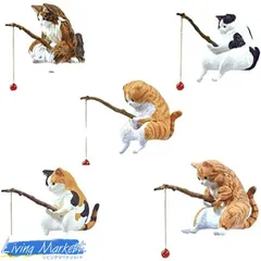 釣り猫 置物 猫フィギュア 動物フィギュア かわいい猫 アクアリウム 水槽 装飾 水槽造景 レジャー猫 水族館の装飾 雰囲気作り 樹脂 CZW78P455のサムネイル
