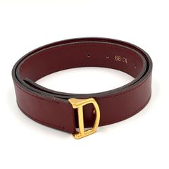 カルティエ must de Cartier レザー 細ベルト ボルドー ゴールド