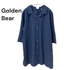 Golden Bear ゴールデンベア レディース 七分袖 ロングシャツワンピース ロングカーディガン風 ブルー LLサイズのサムネイル