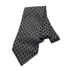 【美品】GUCCI グッチ ネクタイ ワイドタイ GG柄 シルク100％ イタリア製 スーツ ネイビー ブラック ホワイト フォーマル ファッション メンズ 男性 会社員のサムネイル