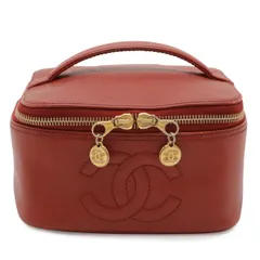CHANEL シャネル ココマーク バニティバッグ ハンドバッグ 化粧ポーチ コスメポーチ キャビアスキン レザー レッド 赤 ゴールド金具 A01997のサムネイル