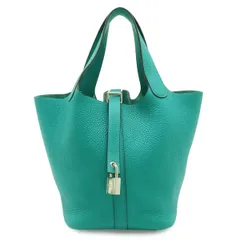 HERMES エルメス ピコタンロック 18 PM ハンドバッグ トートバッグ トリヨンクレマンス レザー ブルーパオン ターコイズブルー シルバー金具 X刻印のサムネイル