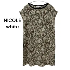 NICOLE white ニコルホワイト レディース フレンチスリーブ ノースリーブ ワンピース チュニック  グリーン フリーサイズのサムネイル