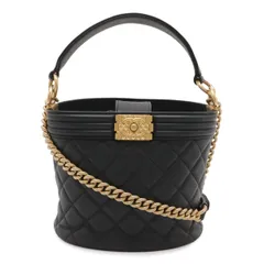 CHANEL シャネル ボーイシャネル マトラッセ ココマーク バケットバッグ ショルダーバッグ 2WAY レザー ブラック 黒 ゴールド金具 AS2091のサムネイル
