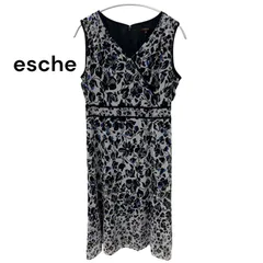 esche エッシュ レディース ノースリーブ ワンピース Vネック ボタニカル柄 ホワイト Lサイズのサムネイル