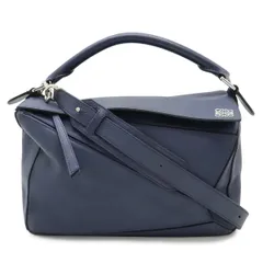 LOEWE ロエベ パズルバッグ ミディアム アナグラム ハンドバッグ 2WAY ショルダーバッグ 斜め掛け レザー ネイビー 紺 シルバー金具のサムネイル