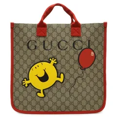 GUCCI グッチ チルドレンズ GGスプリーム MR. MEN LITTLE MISS Mr. Happy ミスターハッピー コラボ トートバッグ カーキベージュ レッド 271101のサムネイル