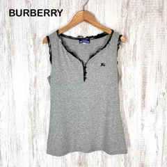 00s BURBERRY BLUE LABEL バーバリーブルーレーベル ホースロゴ刺繍 ノバチェック フリル タンクトップ グレー y2k 平成ギャルのサムネイル