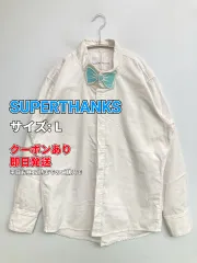 SUPERTHANKS スーパーサンクス シャツ/ブラウス L ホワイト コットン 長袖 レギュラーカラー 無地 ワンポイント ミドル丈 メンズのサムネイル