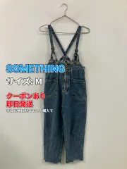 SOMETHING サムシング サロペット/オーバーオール M ブルー クロップド・半端丈 デニム コットン レディースのサムネイル