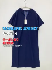 MARLENE JOBERT ワンピース M ネイビー 無地 半袖 ひざ丈 台形 レディースのサムネイル