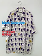 Mark Gonzales マークゴンザレス シャツ/ブラウス L ホワイト ブランドロゴ その他総柄 半袖 オープンカラー ロング丈 メンズのサムネイル