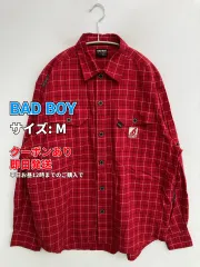 BAD BOY バッドボーイ シャツ/ブラウス M レッド コットン チェック柄 ワンポイント ブランドロゴ ミドル丈 長袖 レギュラーカラー メンズ レディースのサムネイル