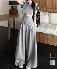 クロップド丈トップス ワイドパンツセットのサムネイル
