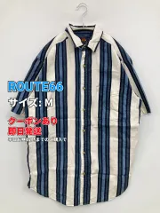 ROUTE66 ルートロクロク シャツ/ブラウス M ブルー コットン ストライプ柄 ミドル丈 半袖 レギュラーカラー メンズのサムネイル