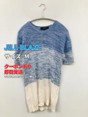 JILL BLAZE ニット/セーター M ブルー コットン リネン・麻 その他総柄 ミドル丈 半袖 Vネック メンズ レディースのサムネイル