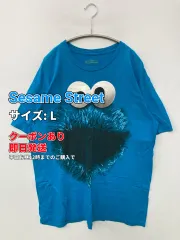 Sesame Street セサミストリート Tシャツ/カットソー L ブルー 前面プリント ブランドロゴ ミドル丈 半袖 クルーネック(丸首) メンズ レディースのサムネイル