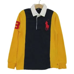 ポロバイラルフローレン ポロシャツ トップス 長袖 キッズ 男の子用 7サイズ イエロー×ネイビー Polo by Ralph Lauren 【中古】のサムネイル