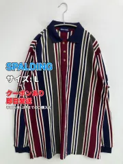 SPALDING スポルディング ポロシャツ L ストライプ柄 ブランドロゴ 長袖 メンズのサムネイル