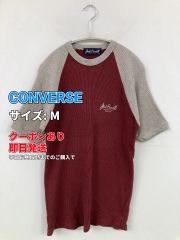 CONVERSE コンバース Tシャツ/カットソー M レッド 無地 ワンポイント ブランドロゴ ミドル丈 半袖 クルーネック(丸首) メンズ
