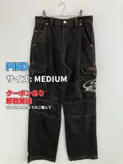 PIKO ピコ デニムパンツ MEDIUM ブラック フルレングス ブランドロゴ ワイド・ルーズ ストレート ハイウエスト メンズのサムネイル