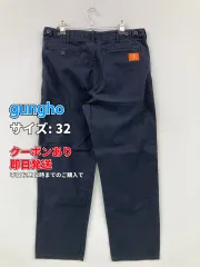 gungho チノパンツ 32 ネイビー フルレングス コットン 無地 ワンポイント ブランドロゴ スタンダード ストレート レギュラー ウエストゴム・紐 メンズのサムネイル