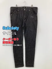 Subciety サブサエティ デニムパンツ L ブラック リジッド・ワンウォッシュ テーパード スキニー・タイト 刺繍 ブランドロゴ ワンポイント 無地 ペイズリー柄 フルレングス レギュラー メンズ レディースのサムネイル
