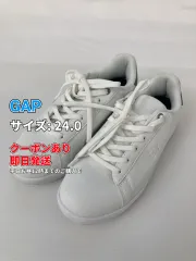 GAP ギャップ スニーカー 24.0 ホワイト 無地 ブランドロゴ 紐 ローカット メンズ レディースのサムネイル