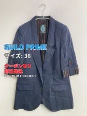 GUILD PRIME テーラードジャケット 36 ネイビー 無地 ストライプ柄 ミドル丈 フードなし シングル レディースのサムネイル