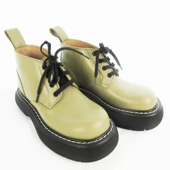 ボッテガヴェネタ BOTTEGA VENETA 35 約22ｃｍ The Bounce バウンス ショートブーツ レースアップ シューズ レザー ベージュ ブラック 黒 革靴のサムネイル