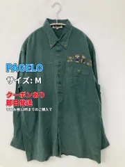 PAGELO パジェロ シャツ/ブラウス M グリーン コットン 無地 刺繍 ミドル丈 長袖 ボタンダウン メンズのサムネイル