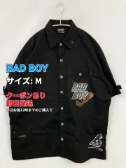 BAD BOY バッドボーイ シャツ/ブラウス M ブラック コットン 前面プリント バックプリント ブランドロゴ 刺繍 ミドル丈 半袖 レギュラーカラー メンズのサムネイル