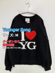 Younger Song ヤンガーソング ニット/セーター M ブラック ナイロン ニット 前面プリント ブランドロゴ ミドル丈 長袖 クルーネック(丸首) メンズのサムネイル