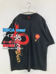 ROCA wear ロカウェア Tシャツ/カットソー XL ブラック 前面プリント ブランドロゴ 刺繍 ミドル丈 半袖 クルーネック(丸首) メンズのサムネイル
