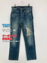 TMT デニムパンツ M ブルー フルレングス 無地 スタンダード ストレート レギュラー ワンポイント ヴィンテージ クラッシュ・ダメージ メンズのサムネイル