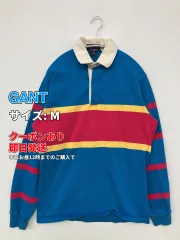GANT ガント ポロシャツ M ブルー ボーダー柄 長袖 メンズのサムネイル