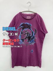 DIESEL ディーゼル Tシャツ/カットソー M パープル 前面プリント ミドル丈 半袖 クルーネック(丸首) メンズ