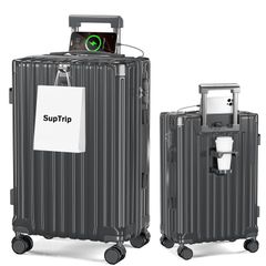 スーツケース 40L 新品 キャリーケース カップホルダー付き USBポート