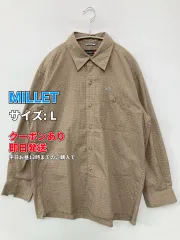 MILLET ミレー シャツ/ブラウス L ベージュ コットン チェック柄 ブランドロゴ 刺繍 ミドル丈 長袖 レギュラーカラー メンズのサムネイル