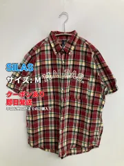 SILAS サイラス シャツ/ブラウス M レッド コットン チェック柄 前面プリント ミドル丈 半袖 ボタンダウン メンズのサムネイル