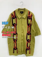 HUF ハフ ニット/セーター M ライトグリーン コットン ニット ブランドロゴ その他総柄 ミドル丈 半袖 クルーネック(丸首) メンズのサムネイル