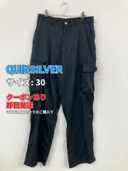 QUIKSILVER クイックシルバー カーゴパンツ 30 ブラック フルレングス ナイロン 無地 ワンポイント スタンダード ストレート ハイウエスト メンズのサムネイル