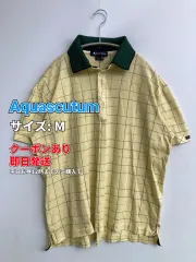 Aquascutum アクアスキュータム ポロシャツ M イエロー 無地 チェック柄 ワンポイント 半袖 メンズのサムネイル