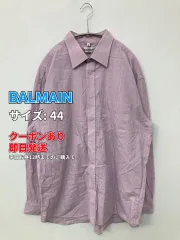 BALMAIN シャツ/ブラウス 44 パープル コットン ストライプ柄 チェック柄 ミドル丈 長袖 レギュラーカラー メンズのサムネイル