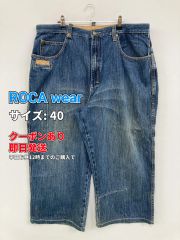 ロカウェアデニム　w44 ROCAWEAR ロカウェア デニム デザイン ワイド 刺繍ロゴ W44 - メルカリ
