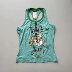 DOLCE&GABBANA ドルチェ&ガッバーナ D&G ドルガバ タンクトップ トムとジェリー Tom&Jerry グラフィック プリント ノースリーブ カットソー ベスト レーサーバック フロントボタン ライトグリーン XS 近年 キャラクター【D447】のサムネイル