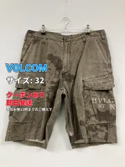 VOLCOM ボルコム カーゴパンツ 32 カーキ ハーフ・ひざ丈 コットン その他総柄 スタンダード ストレート レギュラー メンズのサムネイル