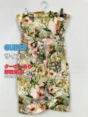 GUESS ゲス ドレス S ピンク 花柄・ボタニカル柄 袖なし ひざ丈 タイト レディースのサムネイル