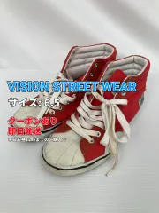 VISION STREET WEAR ヴィジョンストリートウェア スニーカー 6.5 レッド キャンバス 無地 ワンポイント ブランドロゴ 紐 ハイカット メンズ レディースのサムネイル